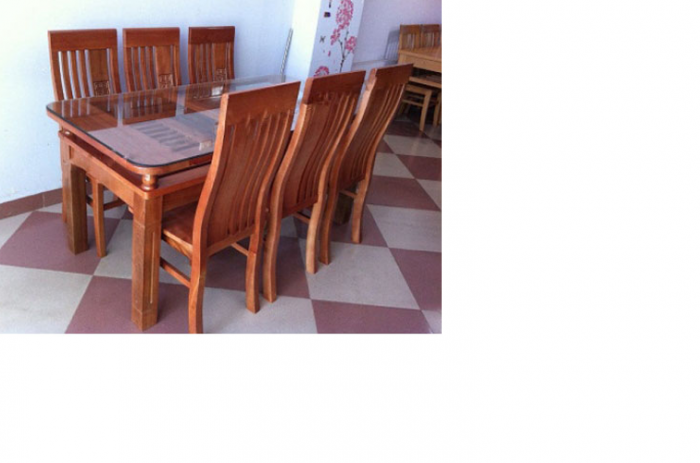 BÀN ĂN 1.6M XOAN ĐÀO 2 TẦNG (6 GHẾ)