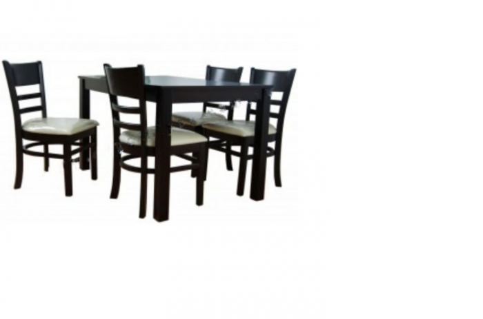 BỘ BÀN ĂN GỖ CAO SU 4 GHẾ MẪU VICTORIA115 MÀU ĐEN
