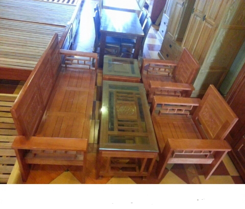 SALON GỖ SỒI TỰ NHIÊN TAY 12 MẪU PHÚC LỘC THỌ MÀU CÁNH GIÁN
