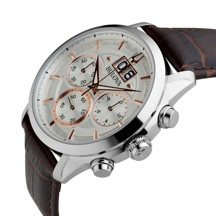 Bulova 96B309 Nam Dây Da 44mm 