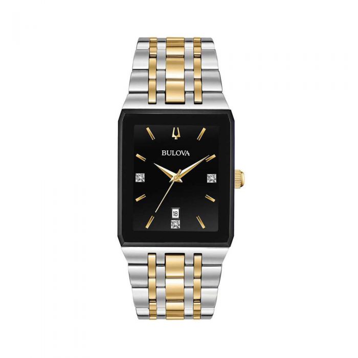 Bulova 98D153 Nam Mặt Chữ Nhật Đính Diamond 45x30mm