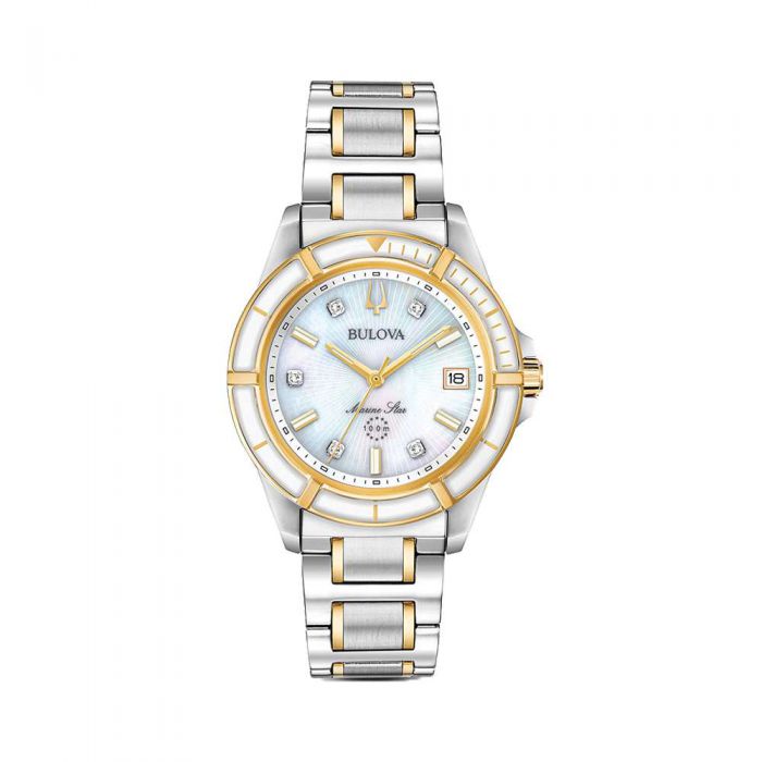 Bulova 98P186 Nữ Mặt Xà Cừ Đính Kim Cương 34mm