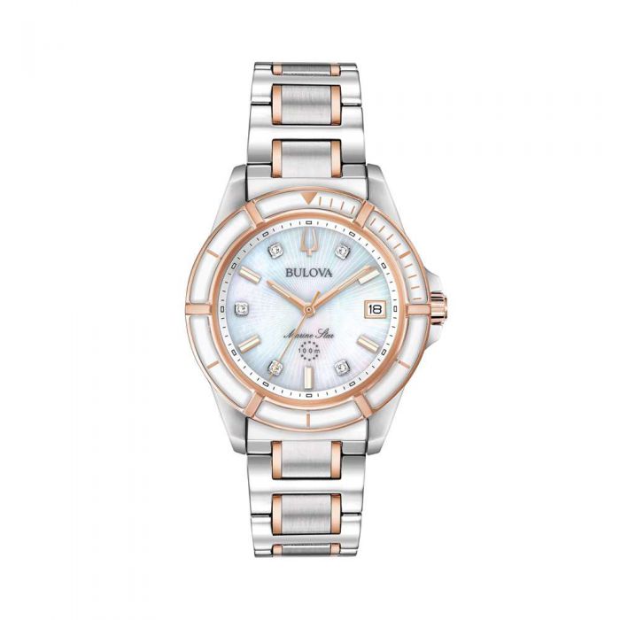 Bulova 98P187 Nữ Mặt Xà Cừ Đính Kim Cương 34mm