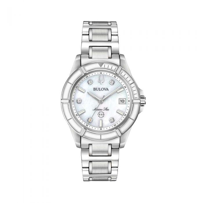 Bulova 96P201 Nữ Mặt Xà Cừ Đính Kim Cương 34 mm