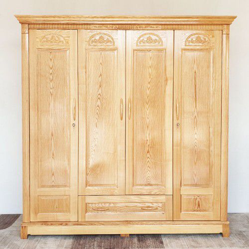 Tủ Áo Quần Gỗ Sồi Tự Nhiên 3 Buồng 4 Cánh Bền Đẹp Giá Rẻ