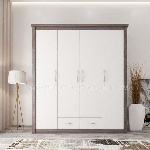 Tủ Quần Áo Màu Trắng Sọc Đen Hiện Đại 