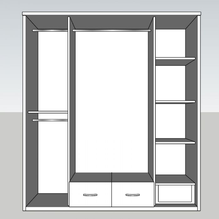 Tủ Quần Áo Màu Trắng 4 Cánh Gỗ Công Nghiệp MDF Đẹp 