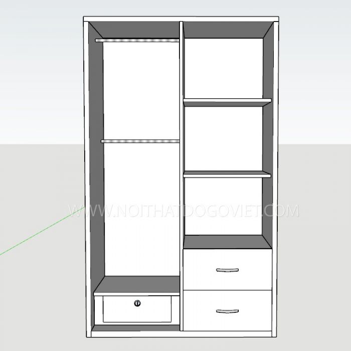 Tủ Đựng Quần Áo Màu Trắng 2 Cánh Nhỏ Đẹp 