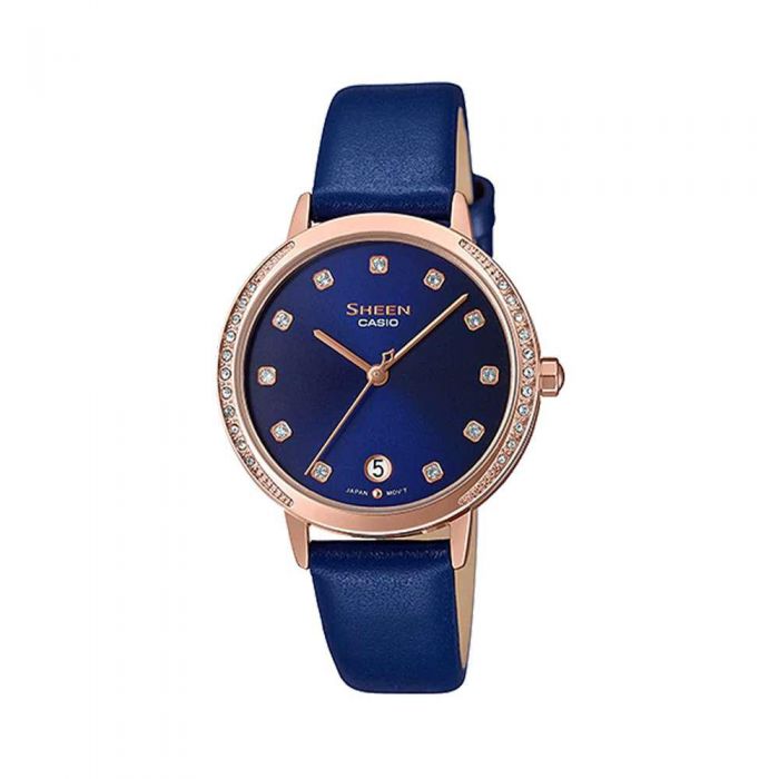 Đồng Hồ Casio SHE-4056PGL-2AUDF Nữ Đính Swarovski Lịch Ngày 32mm