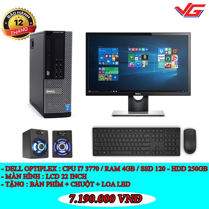 Dell Optiplex 9010 SFF Core i7-3770 / Ram 4GB / SSD 120GB - HDD 250GB / LCD 22 INCH