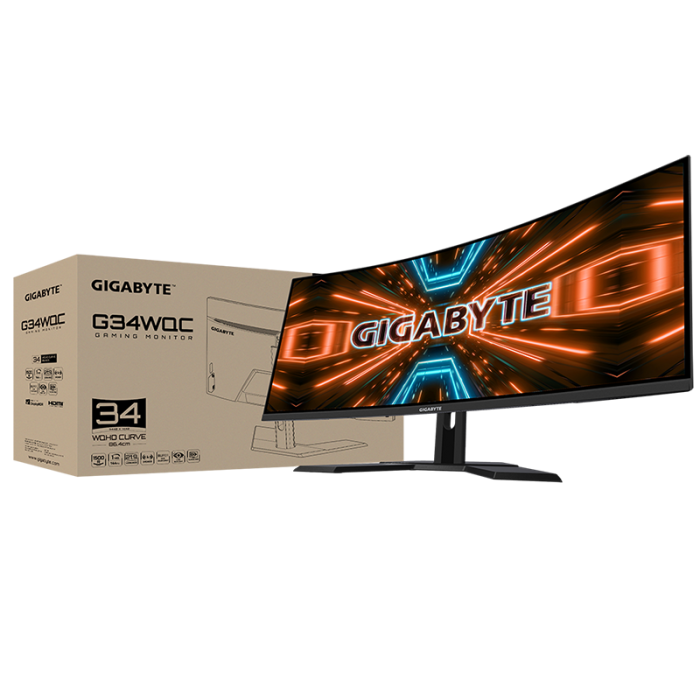 Màn hình Gigabyte G34WQC-EK (34inch/QHD/VA/144Hz/1ms/350nits/HDMI+DP+USB/Loa/FreeSync/Cong) 