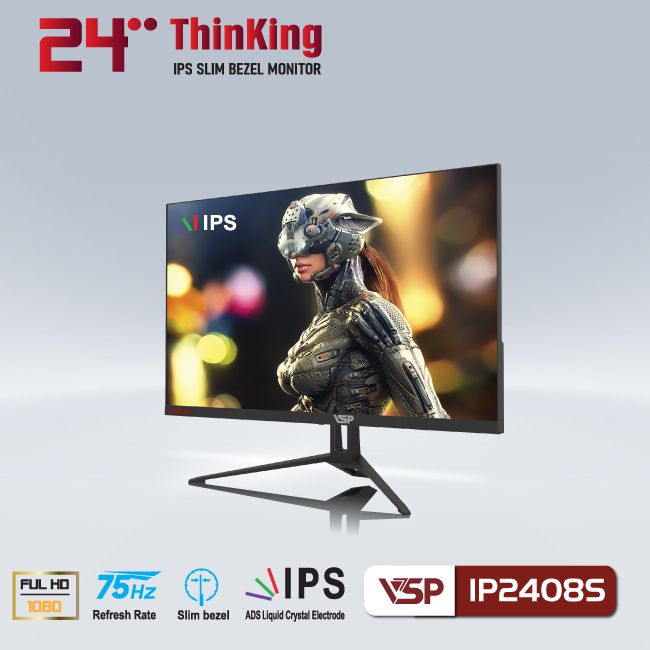 Màn hình 24 inch VSP V2408S tràn viền Xanh (Full-HD, IPS, 75HZ)