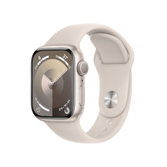 Apple Watch Series 9 41mm (GPS) Viền nhôm - Dây cao su (Starlight)