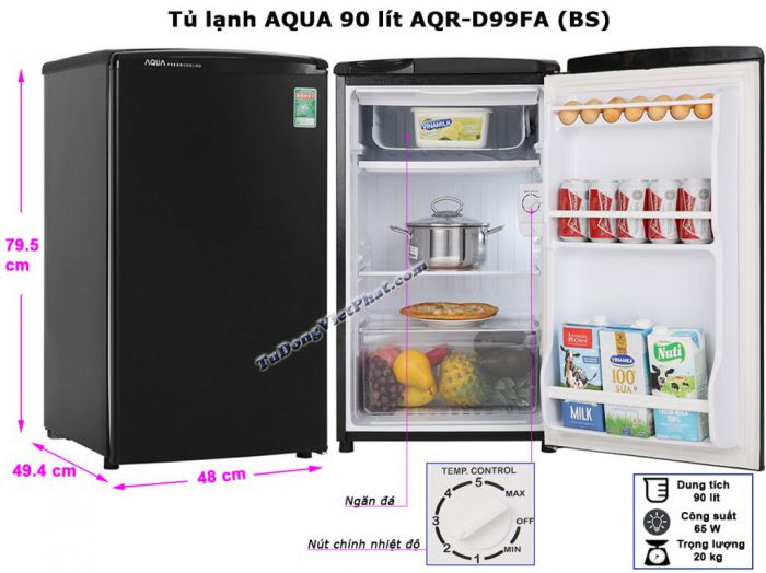 Tủ lạnh Aqua 90 lít AQR-D100FA(BS) 