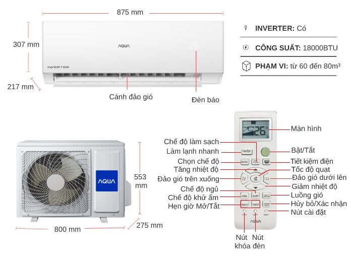 Máy lạnh Aqua Inverter 2 HP AQA-RV18QE 