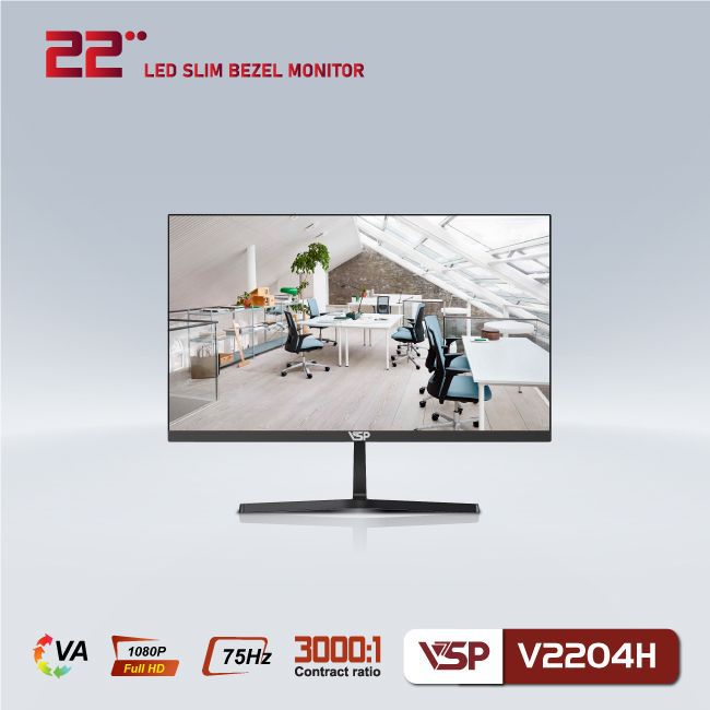 MÀN HÌNH PHẲNG LED VSP 22INCH TRÀN VIỀN V2204H - ĐEN