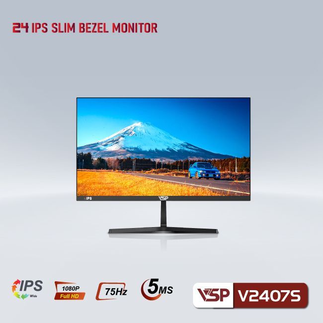Màn Hình VSP V2407- Đen | 24 inch, FHD, IPS, 75Hz, phẳng